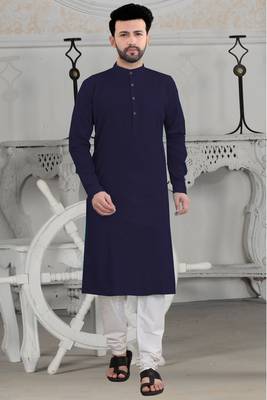 Blue Stylish And Fancy Pleats Kurta Set 1