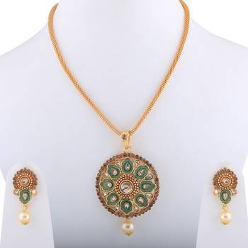 Goldplated Traditional Necklace Pendant  Set  For Women Jewellery 3