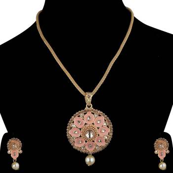 Elegant Goldplated Traditional Necklace Pendant  Set  For Women Jewellery 2