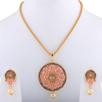 Elegant Goldplated Traditional Necklace Pendant  Set  For Women Jewellery 3