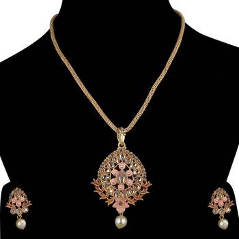 Goldplated Traditional Necklace Pendant  Set  For Women Jewellery 2