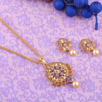 Designer Goldplated Traditional Necklace Pendant  Set  For Women Jewellery 1