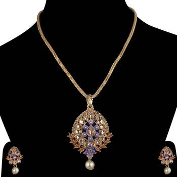 Designer Goldplated Traditional Necklace Pendant  Set  For Women Jewellery 2