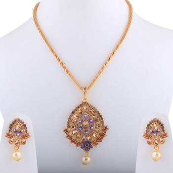 Designer Goldplated Traditional Necklace Pendant  Set  For Women Jewellery 3