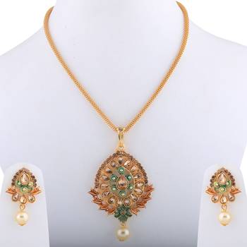 Exclusive Goldplated Traditional Necklace Pendant  Set  For Women Jewellery 3