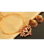 Gorgeous Matte Finish Kemp Green Nama Chakra Unique Design Necklace Set