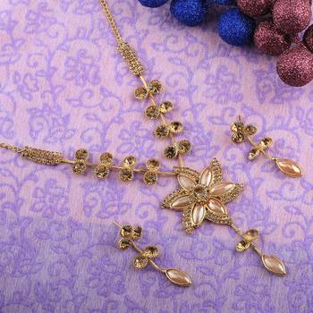 Goldplated Traditional Golden Diamond Necklace Set  For Women Jewellery 1