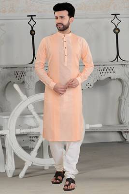 Peach Stylish And Fancy Pleats Kurta Set 1