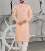 Peach Stylish And Fancy Pleats Kurta Set
