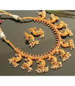 Beautiful Matte Finish Ruby Emerald Peacock Designer Necklace Set