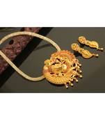 Divine Matte Finish Ruby Emerald Ganesha Necklace Set