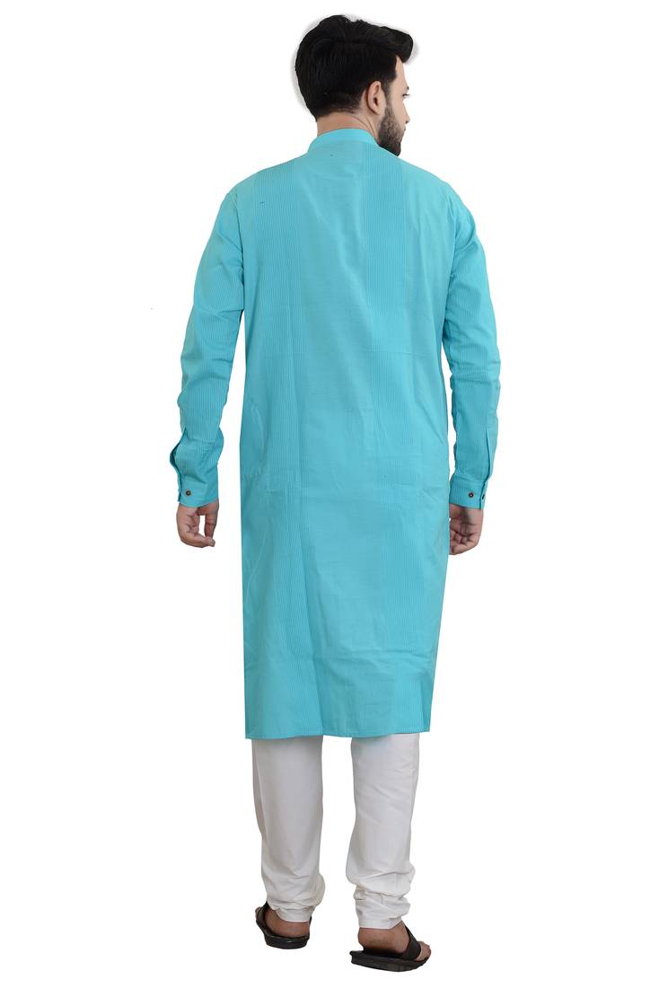 Aqua Blue Stylish And Fancy Pleats Kurta Set