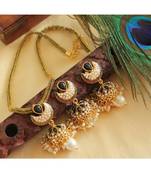 Lovely Pearl Cluster Black Moon Shape Jhumka Pendant Set