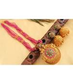 Beautiful Matte Finish Ruby Emerald Designer Necklace Set