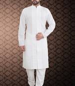 White Stylish And Fancy Chikkankari Kurta Pyjama Set