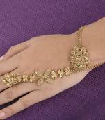Gold Plated Designer Chain One Finger Ring Bracelet For Women