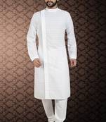 White Stylish And Fancy Chikkankari Kurta Pyjama Set
