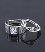 SILVERSHINE,silver plated simple single lovely crystal diamond adjustable couple ring for men and women.