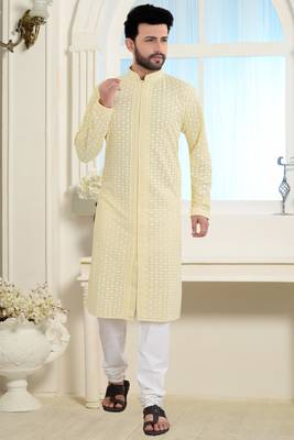 Yellow Stylish And Fancy Embroidery Kurta 1