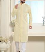 Yellow Stylish And Fancy Embroidery Kurta