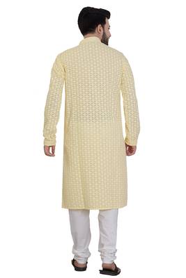 Yellow Stylish And Fancy Embroidery Kurta 2