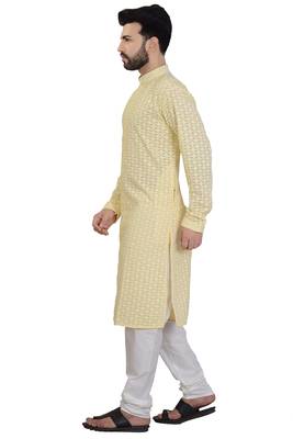 Yellow Stylish And Fancy Embroidery Kurta 3