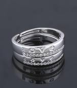 Silvershine,Silver Plated Ring Simbol Of Love Decorated Of Diamond Adjustable Couple Ring For Men And Women.