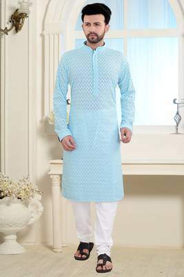 Blue Stylish And Fancy Embroidery Kurta 1