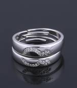 Silvershine,Silver Plated Attractive Antique Design With Diamond Adjustable Couple Ring For Men And Women.