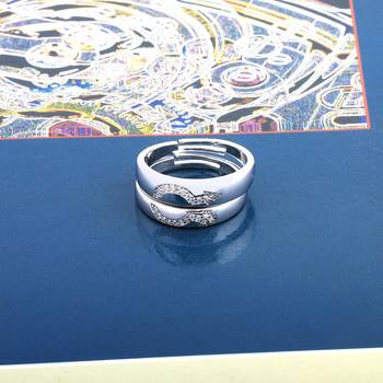 Silvershine,Silver Plated Attractive Antique Design With Diamond Adjustable Couple Ring For Men And Women. 2