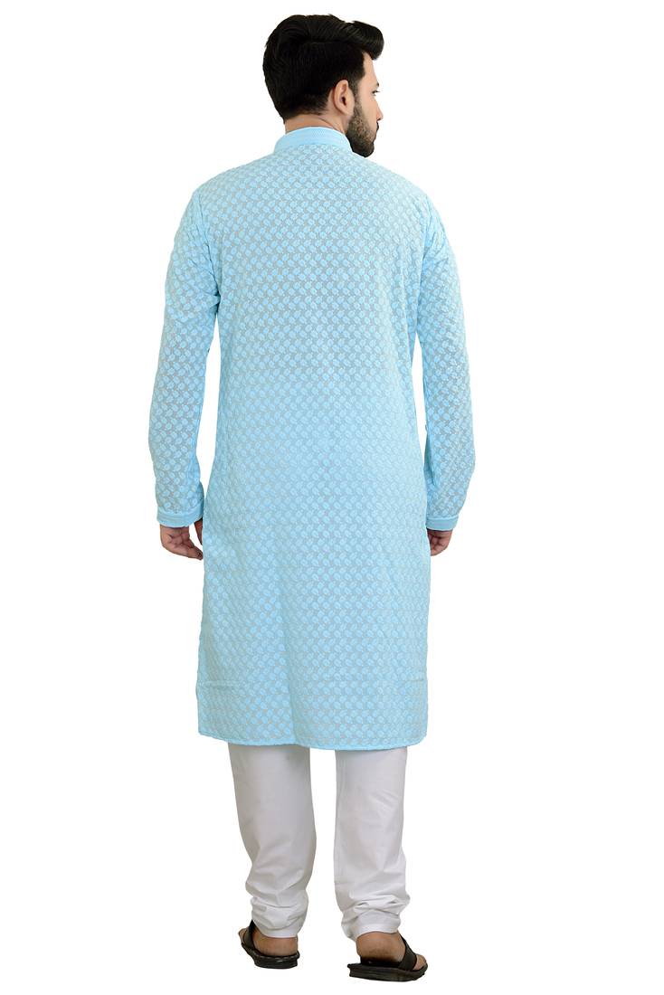 Blue Stylish And Fancy Embroidery Kurta