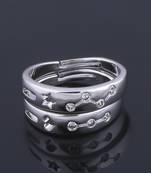 Silvershine,Silver Plated Attractive Zig Zeg Diamond Designer Adjustable Couple Ring For Men And Women.