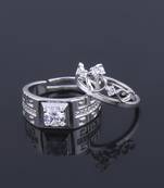 Silvershine, Silver Plated Adjustable Royal And Classy Look King And Queen Crown Design Couple Ring For Men And Women.