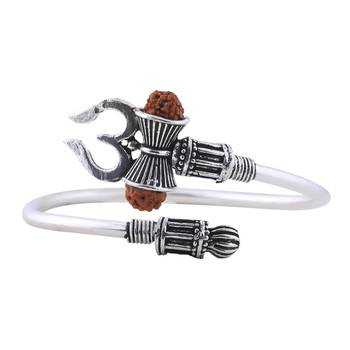 Adjustable  Trishul Damroo Rudraksha Bahubali Kada Bracelet Mahakal For Men Boys Girls 2