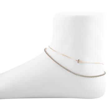 Gold Plated Diamond Layer Charm Anklet For Girl Women 1