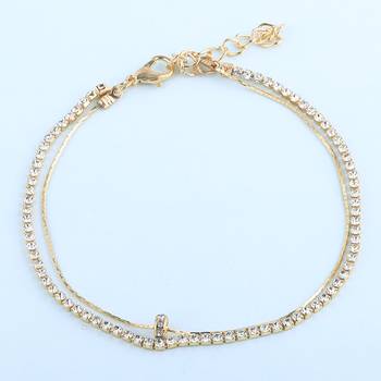 Gold Plated Diamond Layer Charm Anklet For Girl Women 2