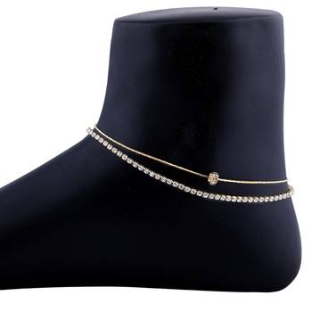 Gold Plated Diamond Layer Charm Anklet For Girl Women 3