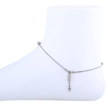 Antique Silver Plated Single Anklet For Girl Women 1