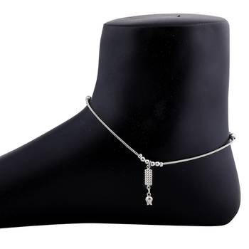 Antique Silver Plated Single Anklet For Girl Women 2