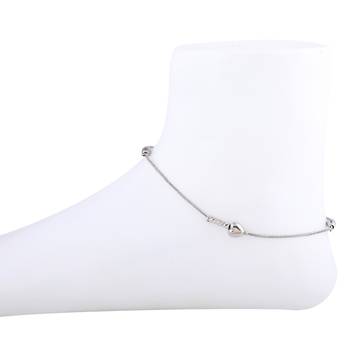 Designer Silver Plated Single Anklet  For Women Girl 1