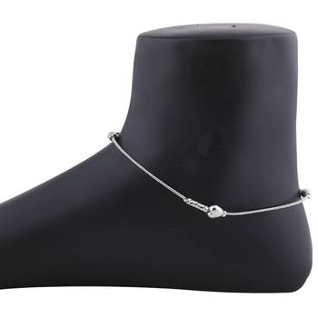 Designer Silver Plated Single Anklet  For Women Girl 2