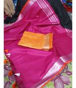 Pink Woven Cotton Handloom Sarees With Blouse