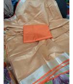 Orange Woven Cotton Handloom Sarees With Blouse