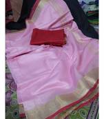 Pink Woven Cotton Handloom Sarees With Blouse