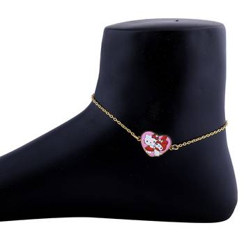 Antique Gold Plated Heart Pandent Shape Anklet For Women Girl 3