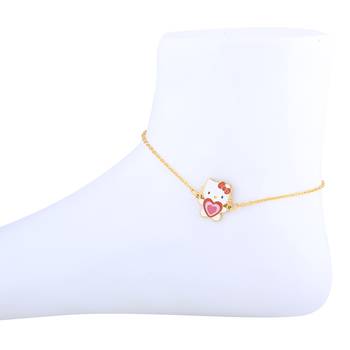 Antique Gold Plated Pretty Doll Pandent Shape Anklet For Women Girl 1