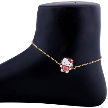 Antique Gold Plated Pretty Doll Pandent Shape Anklet For Women Girl 3