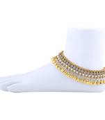 Golden Ethnic Ghungroo Kundan Alloy Anklet For Girl And Women