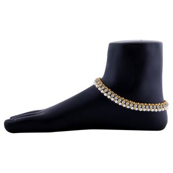 Gold Plated White Diamond Anklet For Women And Girl 2
