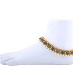 Gold Plated Multi Color Kundan Anklet For Women And Girl.